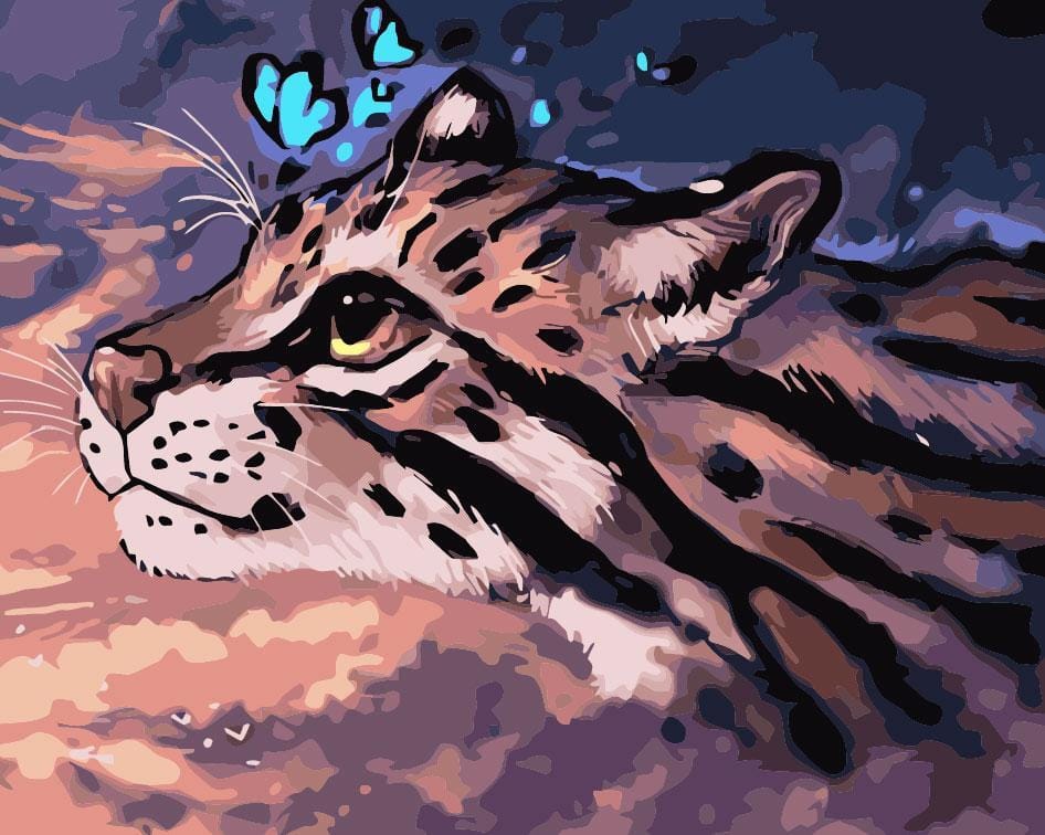 Malen nach Zahlen Tiger mit blauem Schmetterling - Image 7