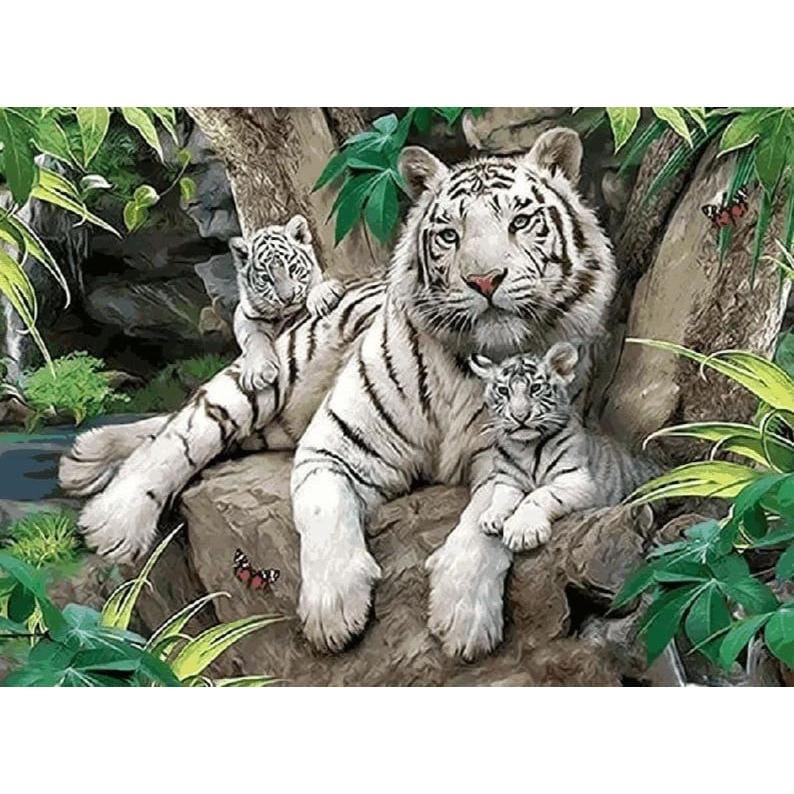 Malen nach Zahlen Drei Tiger im Wald - Image 9