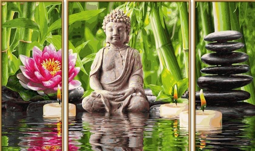 Malen nach Zahlen Triptychon Buddha - Image 9