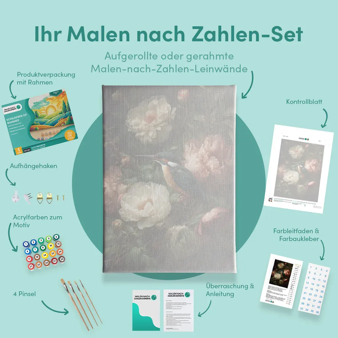 Malen nach Zahlen Vögel in voller Blüte – Ein harmonisches Zusammenspiel von Natur und Farben - Image 5