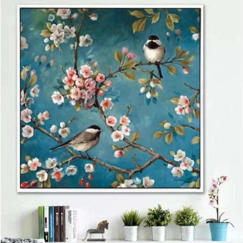 Malen nach Zahlen Vögel mit Blumen - Image 9