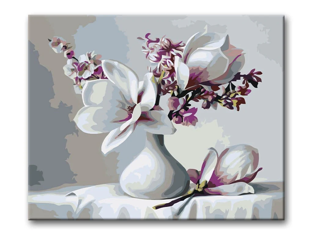 Malen nach Zahlen Weiße Blumen in einer Vase - Image 7