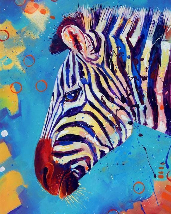 Malen nach Zahlen Zebra mit blauem Hintergrund - Image 7