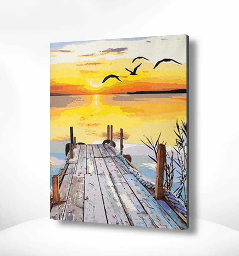 Malen nach Zahlen Strand mit Sonnenuntergang